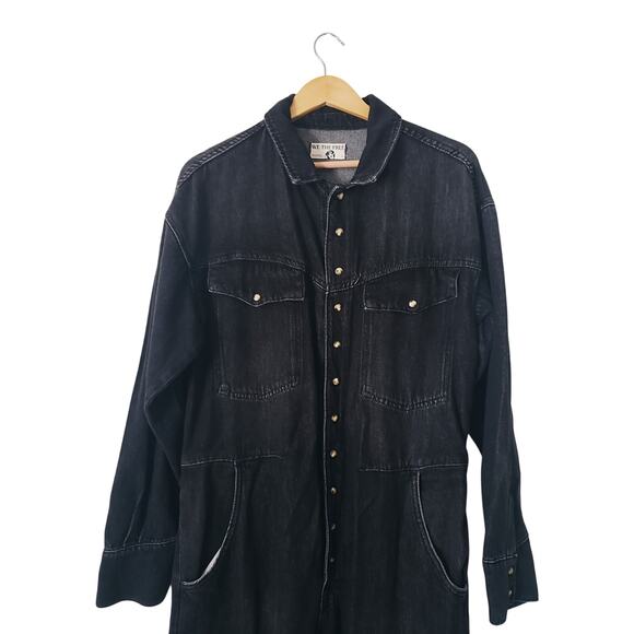 Free People x Care FP Townes Denim Coveralls/Jumpsuit Black Size Large - Picture 2 of 11